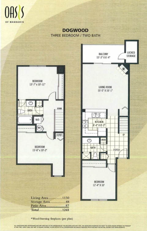 the floor plans for the two bedroom and two bath apartments
